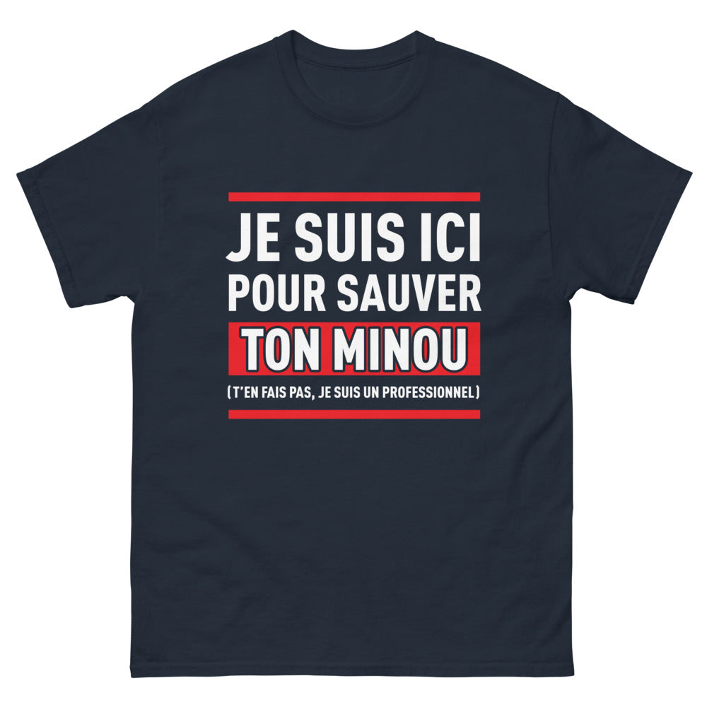 T-shirt Sauveur de minous marine - héros félin pro