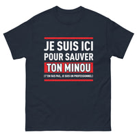 Thumbnail for T-shirt Sauveur de minous marine - héros félin pro