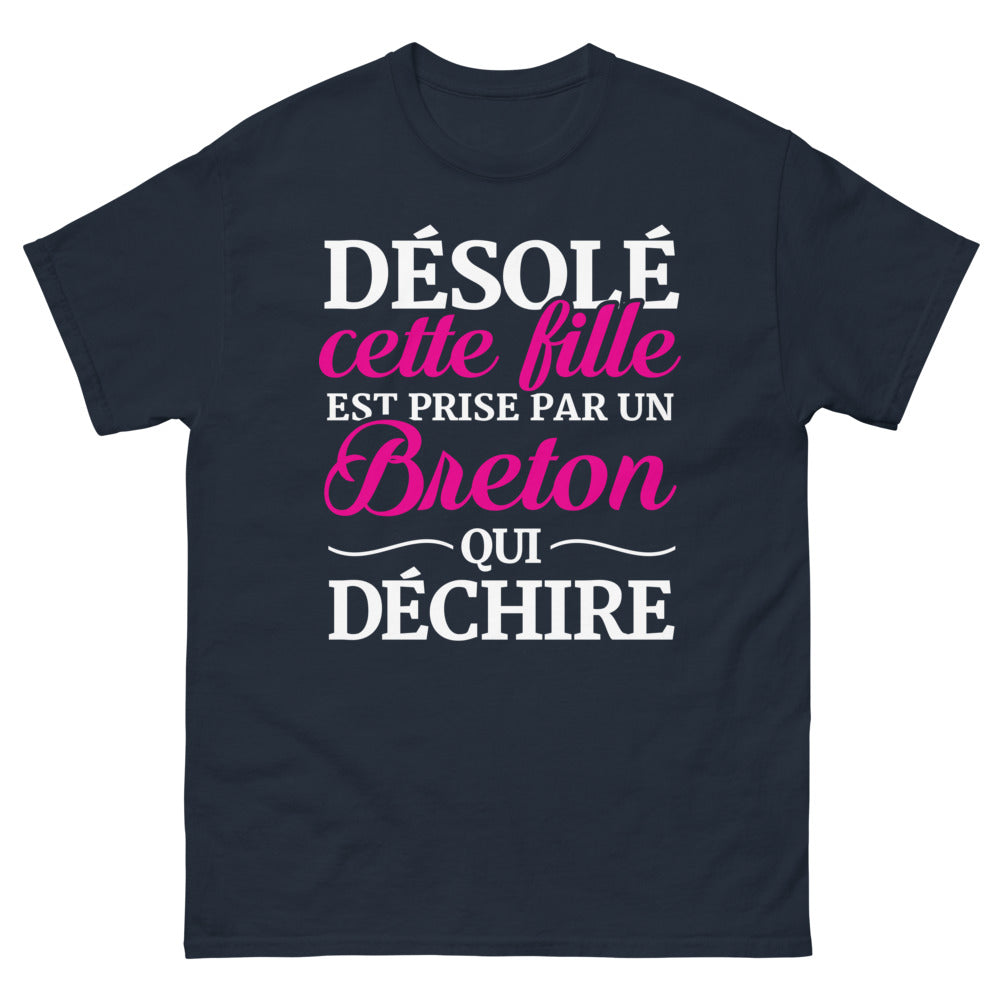 T-shirt Bretagne marine - prise par un Breton qui déchire