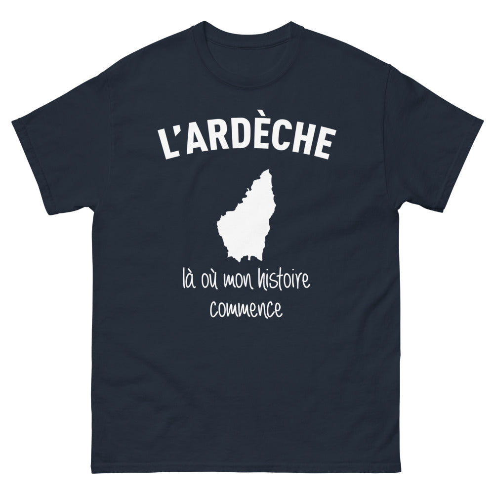 T-shirt Ardèche marine - Là où mon histoire commence
