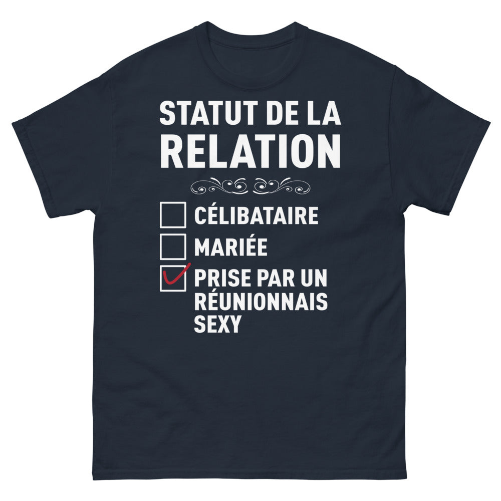 T-shirt Réunionnais marine - statut de la relation réunionnais sexy