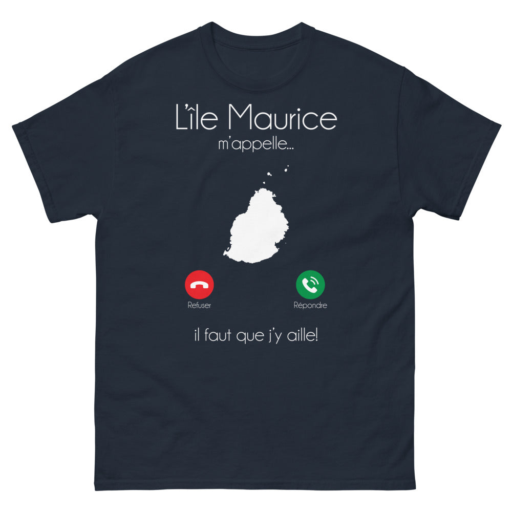 T-shirt Île Maurice marine face - Il faut que j'y aille