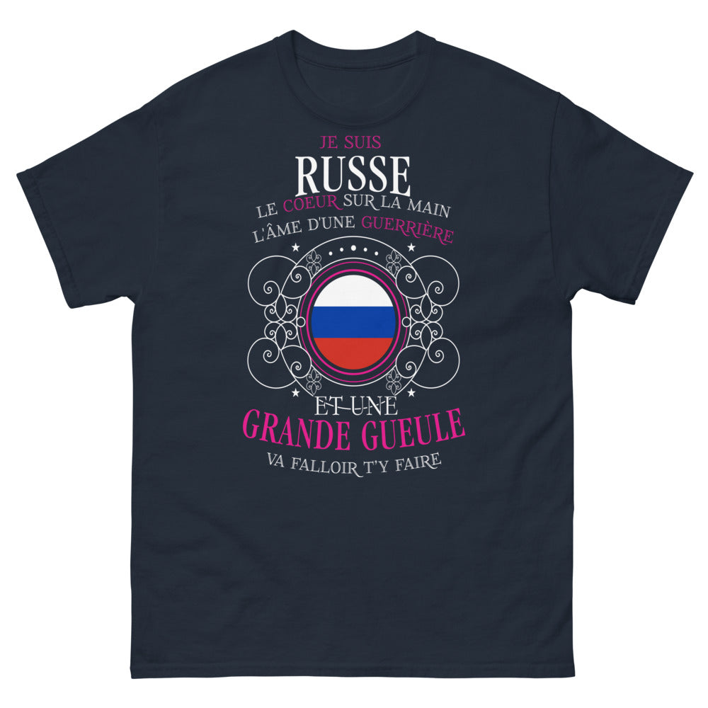 T-shirt russe noir dos - cœur sur la main, esprit combatif