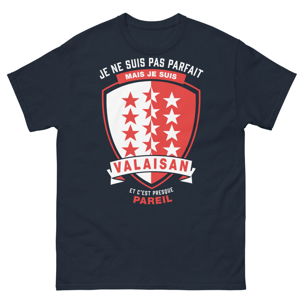 T-shirt Valaisan marine face - Je ne suis pas parfait mais je suis Valaisan