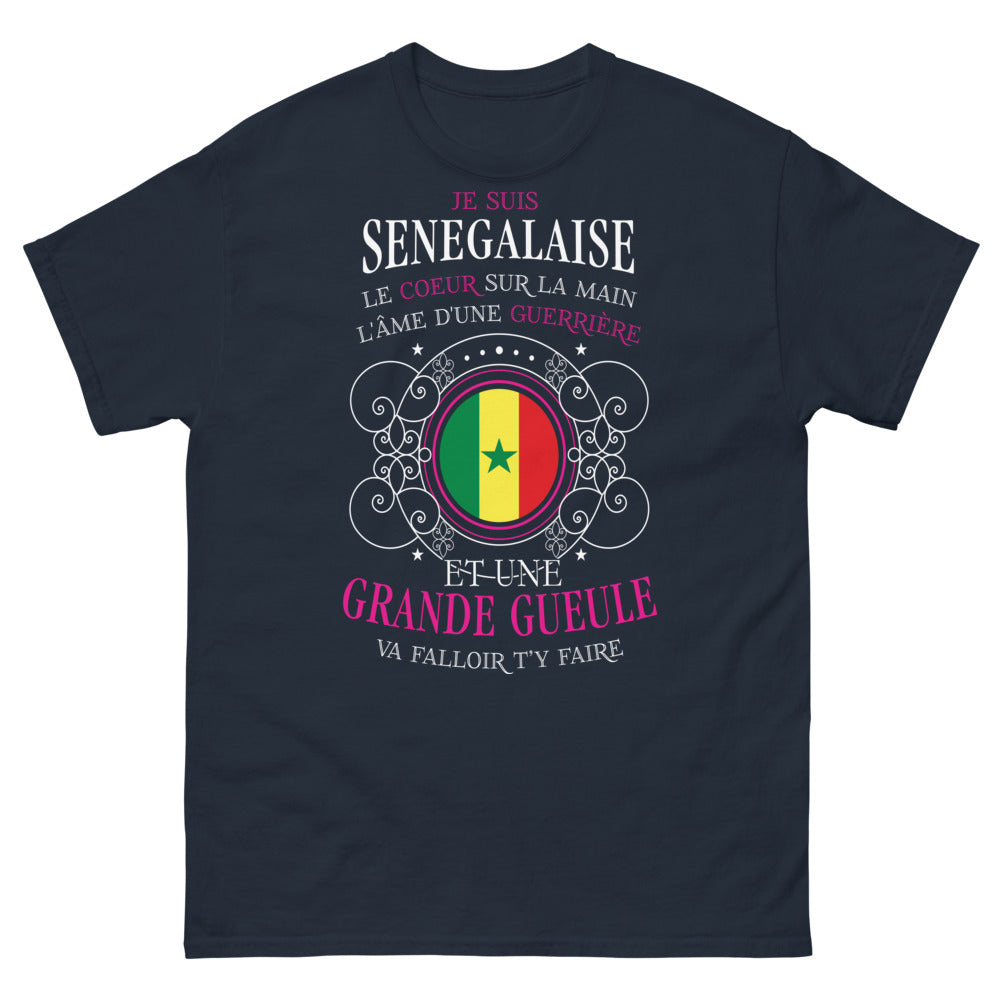 T-shirt sénégalaise marine - grand cœur et fierté