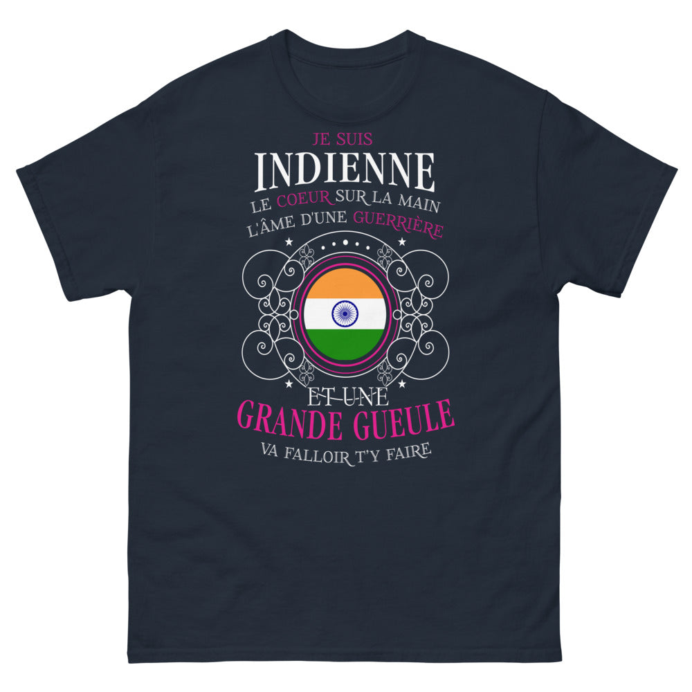T-shirt Indienne marine - cœur de guerrière et grande gueule