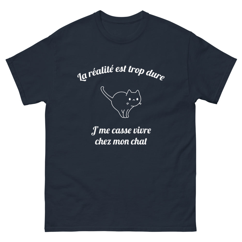 T-shirt chat marine - réalité dure, vie avec chat