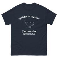 Thumbnail for T-shirt chat marine - réalité dure, vie avec chat