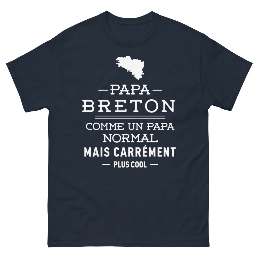 T-shirt Breton marine - papa breton cool et fier