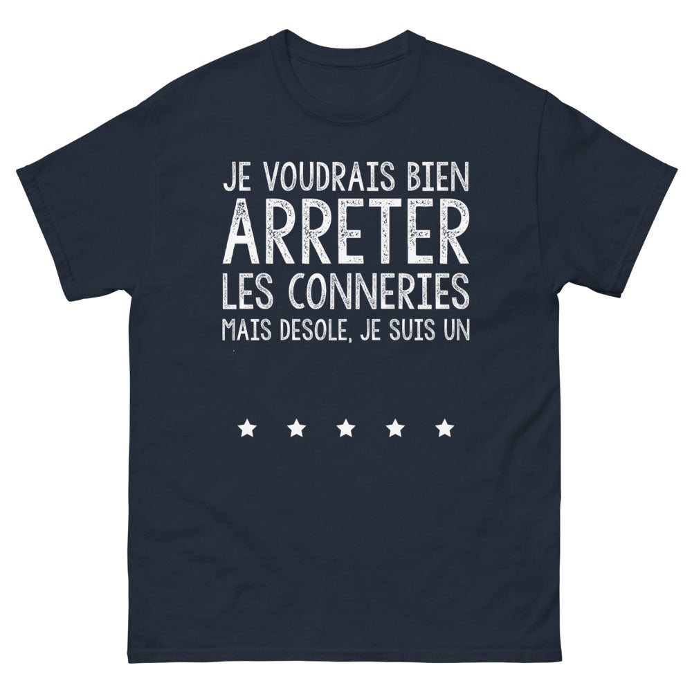 T-shirt Français sombre marine - humour et fierté