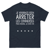Thumbnail for T-shirt Français sombre marine - humour et fierté