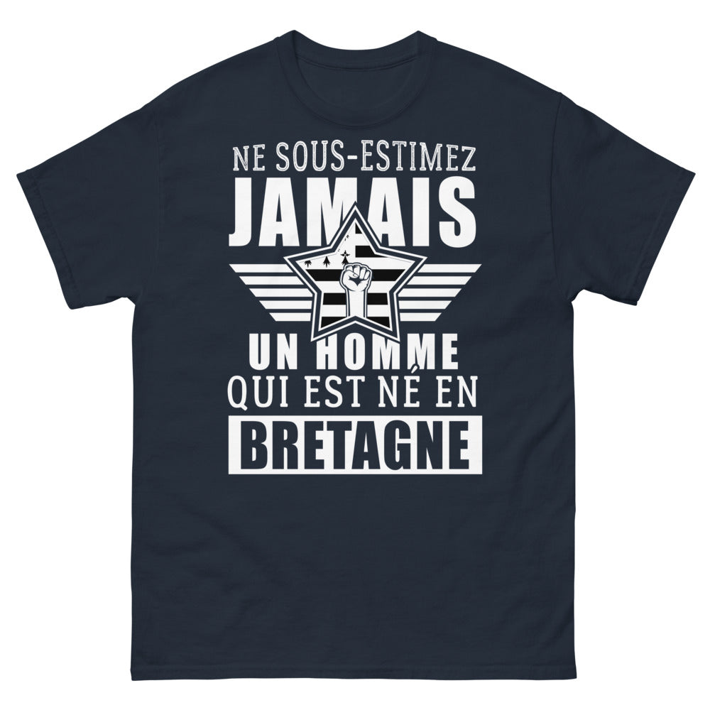 T-shirt Bretagne marine - né en Bretagne humour et fierté
