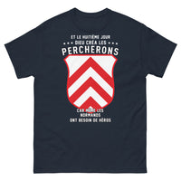 Thumbnail for T-shirt Normands marine face - Dieu créa les Percherons, fierté normande