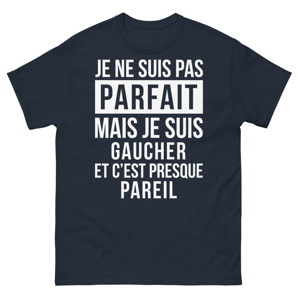 T-shirt Gaucher marine - Je ne suis pas parfait mais je suis gaucher