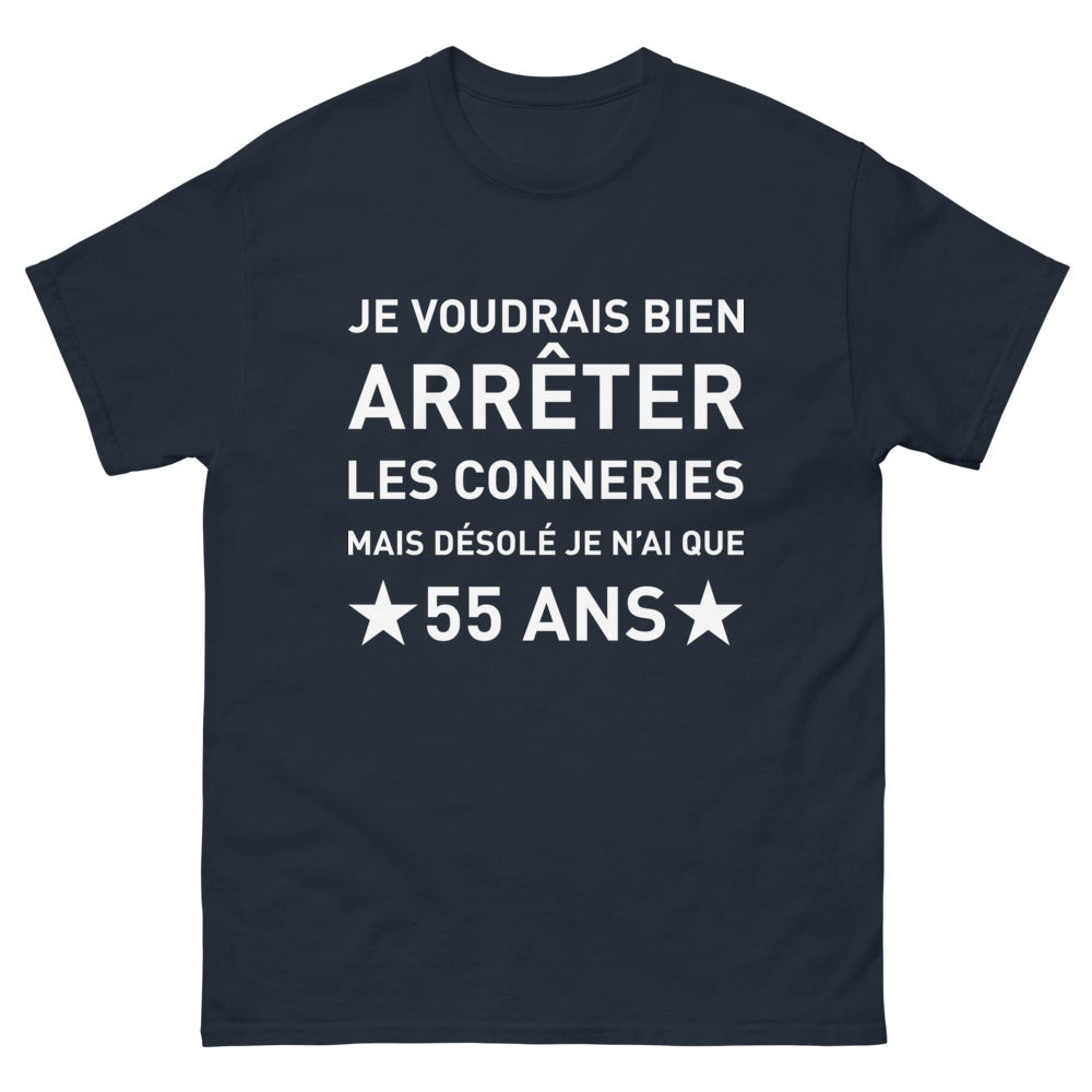 T-shirt humour 55 ans marine - 55 ans et joie de vivre