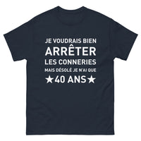Thumbnail for T-shirt humour 40 ans marine - 40 ans et toujours jeune