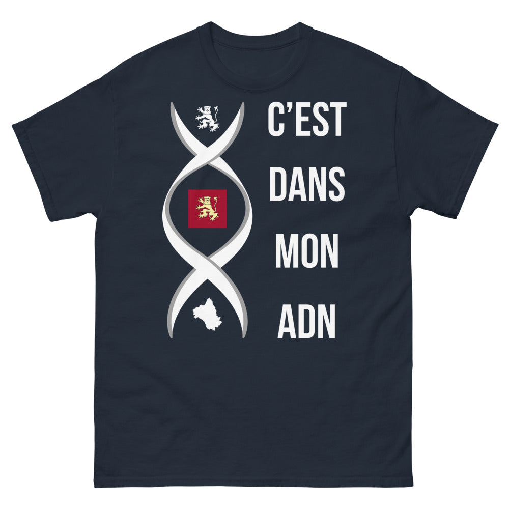 T-shirt ADN Français sombre bleu marine - humour et fierté