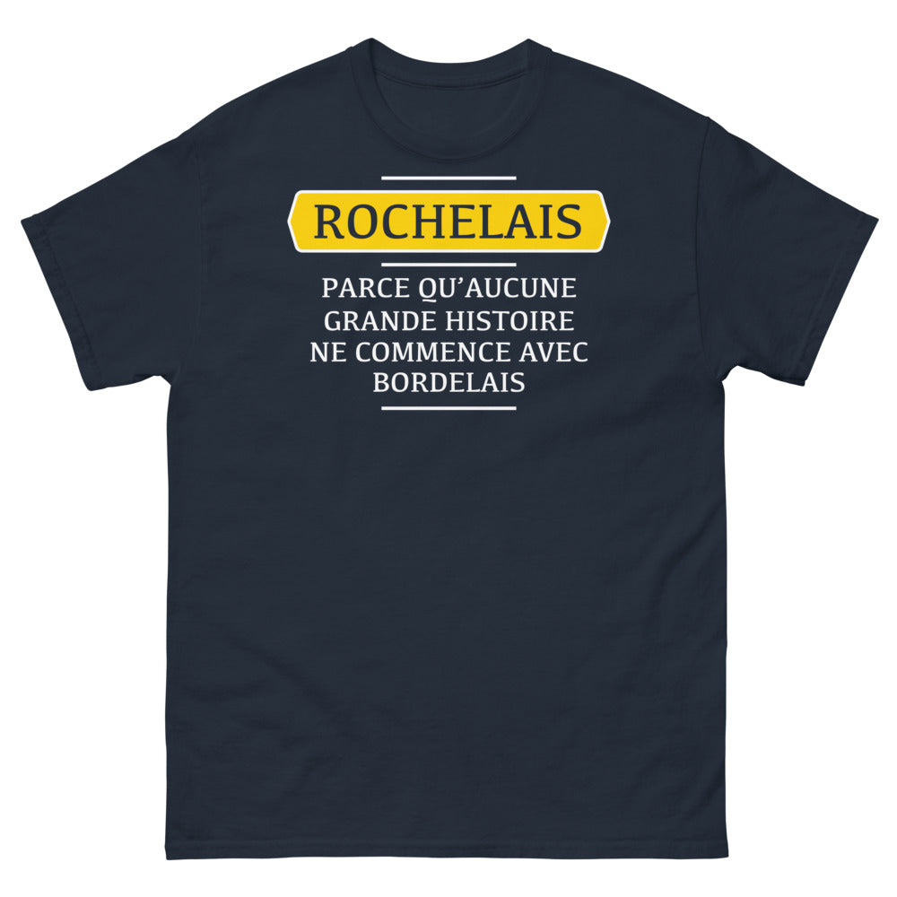 T-shirt Rochelais marine - fierté locale et humour