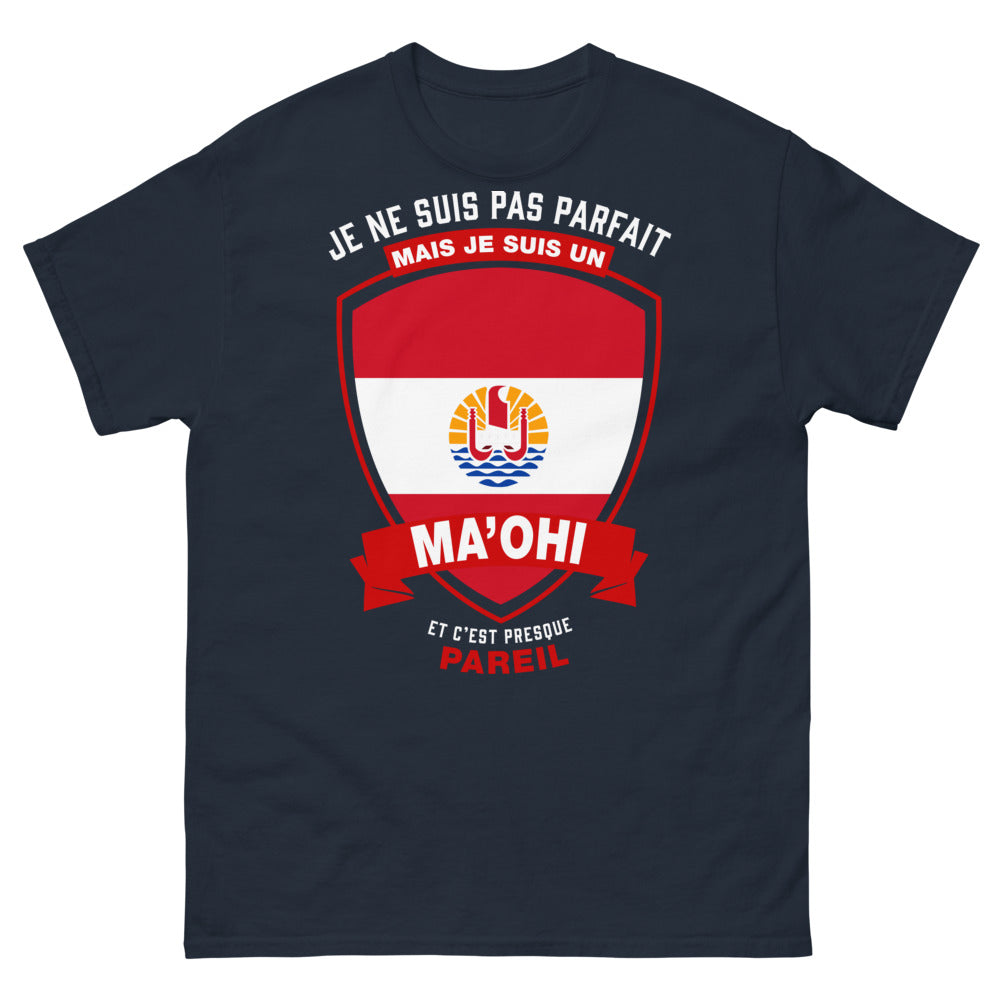 T-shirt Maohi marine - je ne suis pas parfait mais noble