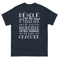 Thumbnail for T-shirt infirmière marine - Désolée, j'ai du mal à t'écouter