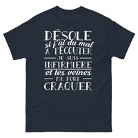 Thumbnail for T-shirt infirmière marine - Désolé si j'ai du mal à écouter