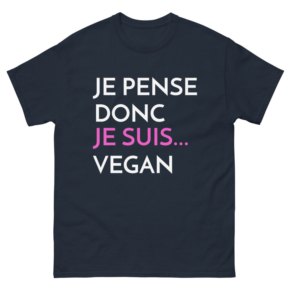 T-shirt Pensées profondes marine - Je pense donc je suis vegan