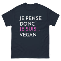 Thumbnail for T-shirt Pensées profondes marine - Je pense donc je suis vegan