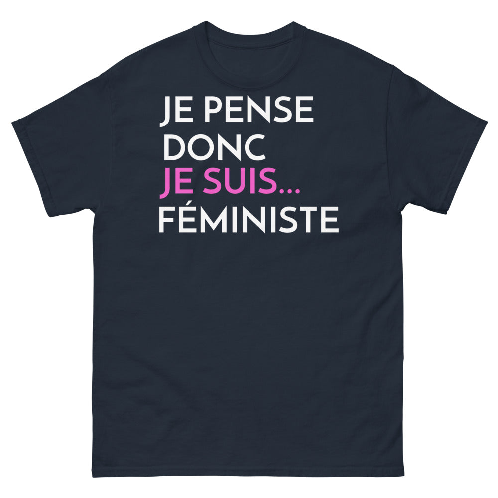 T-shirt féminisme marine - Je pense donc je suis féministe