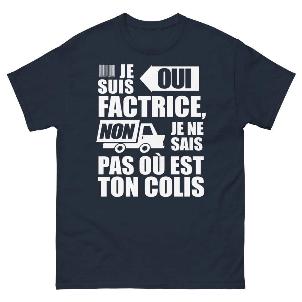 T-shirt factrice marine face - Je suis factrice