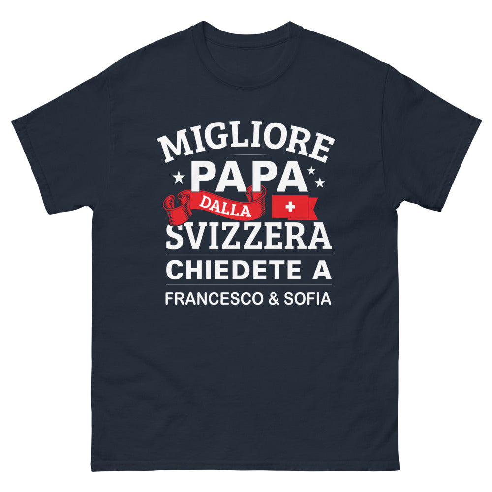 T-Shirt Svizzera marina - il miglior papà, precisione e cioccolato