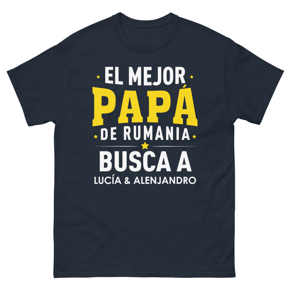 T-shirt Roumanie bleu marine - Le meilleur papa cherche Lucia