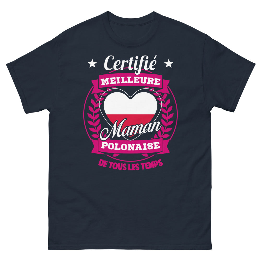 T-shirt polonaise marine - Meilleure maman polonaise - tous les temps
