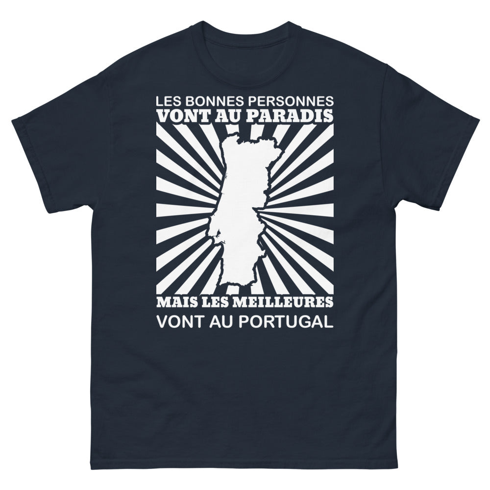 T-shirt Portugal noir dos - slogan drôle et vintage