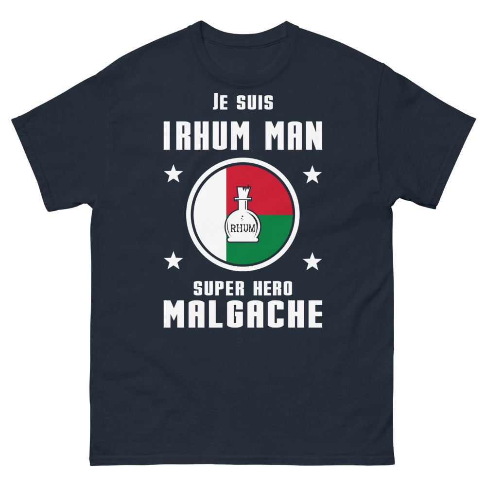 T-shirt Malgache marine - homme super-héros rhum man