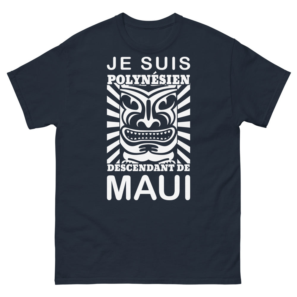 T-shirt Polynésien Maui marine - descendant de Maui