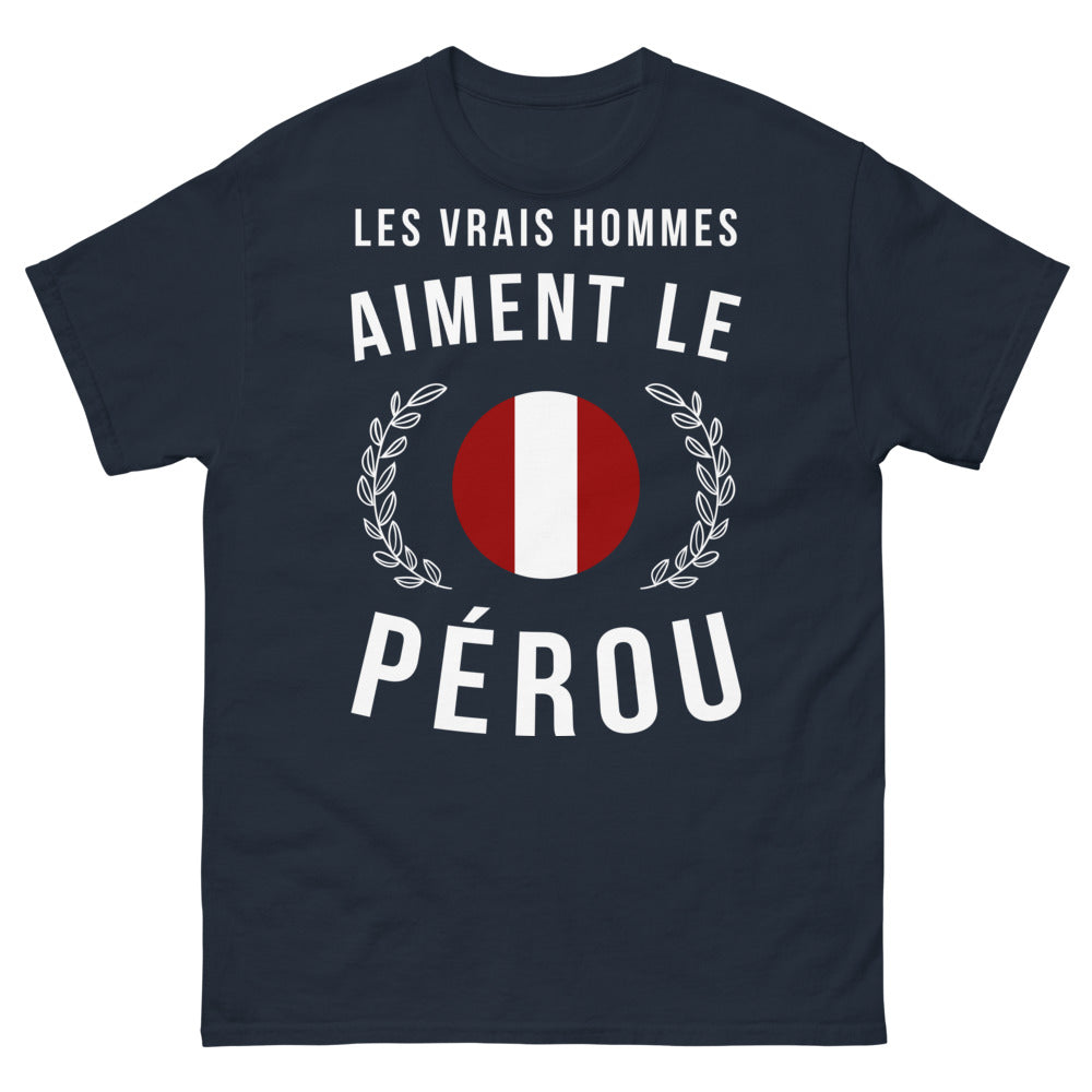 T-shirt Pérou marine face - Les vrais hommes aiment le Pérou