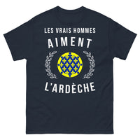 Thumbnail for T-shirt Ardèche marine - Les vrais hommes aiment l'Ardèche