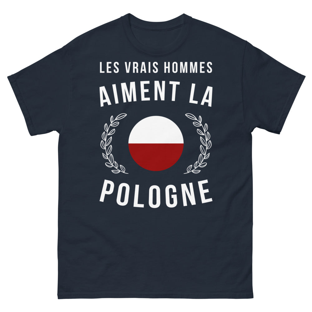 T-shirt Pologne marine - Les vrais hommes aiment la Pologne