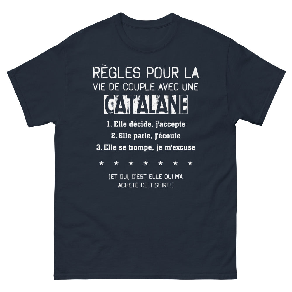 T-shirt Catalane marine - règles de vie en couple