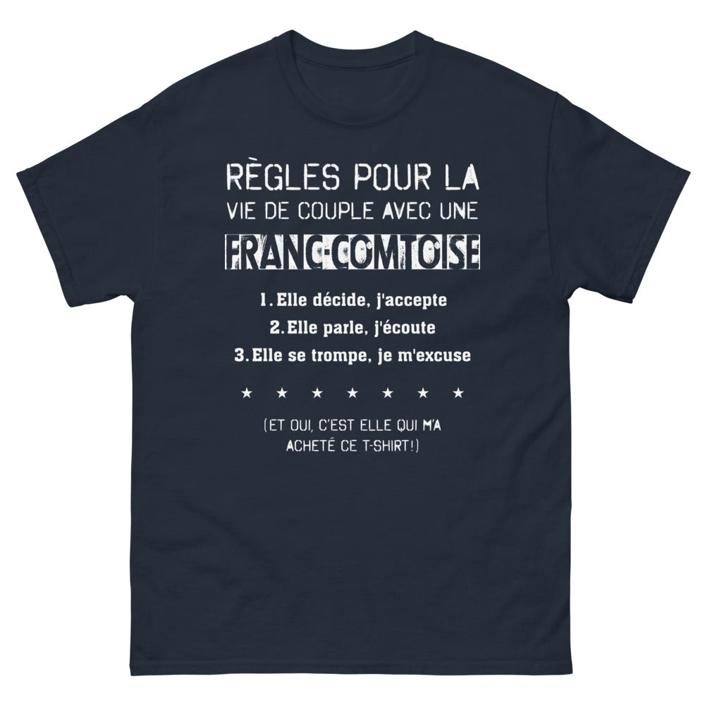 T-shirt Franc-Comtoise marine face - Règles du couple franc-comtoise