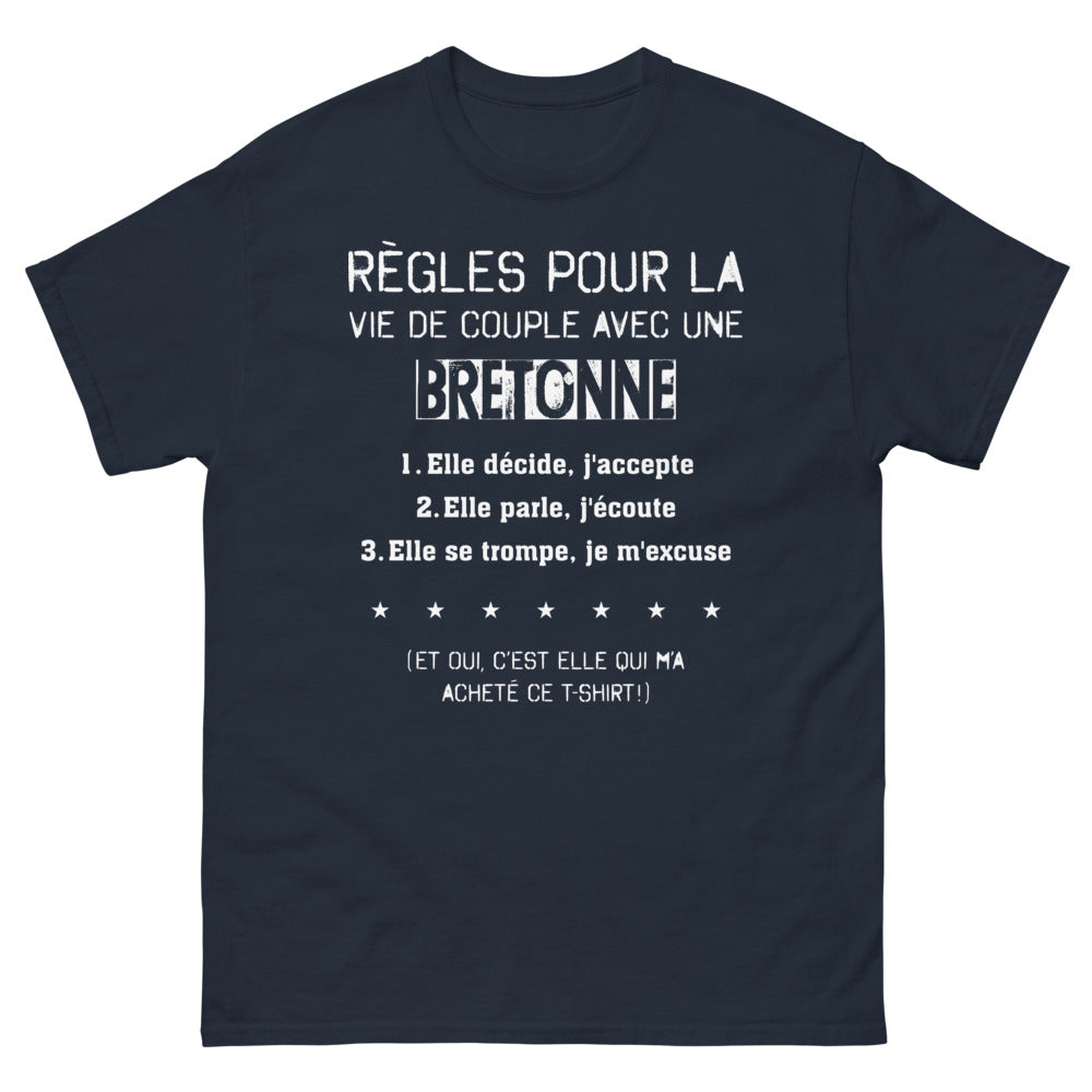 T-shirt Breton marine - Règles de Vie de Couple avec une Bretonne