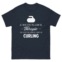 Thumbnail for T-shirt curling marine - Je n'ai pas besoin de thérapie, juste de curling