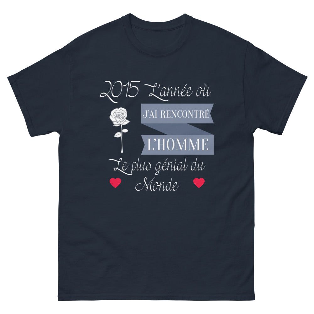 T-shirt Souvenir 2015 marine - 2015 : l'année où j'ai rencontré l'homme le plus génial du monde