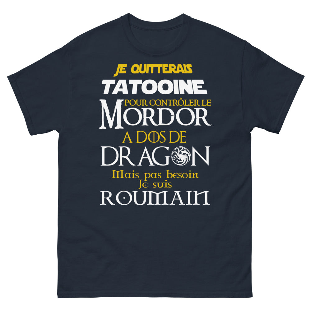 T-shirt roumain marine - Contrôler Mordor à dos de dragon