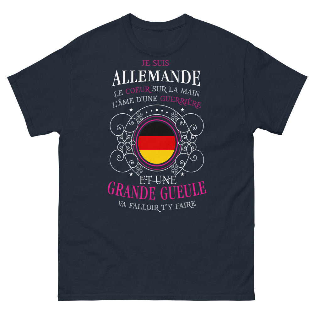 T-shirt Allemande marine - cœur généreux et grande gueule