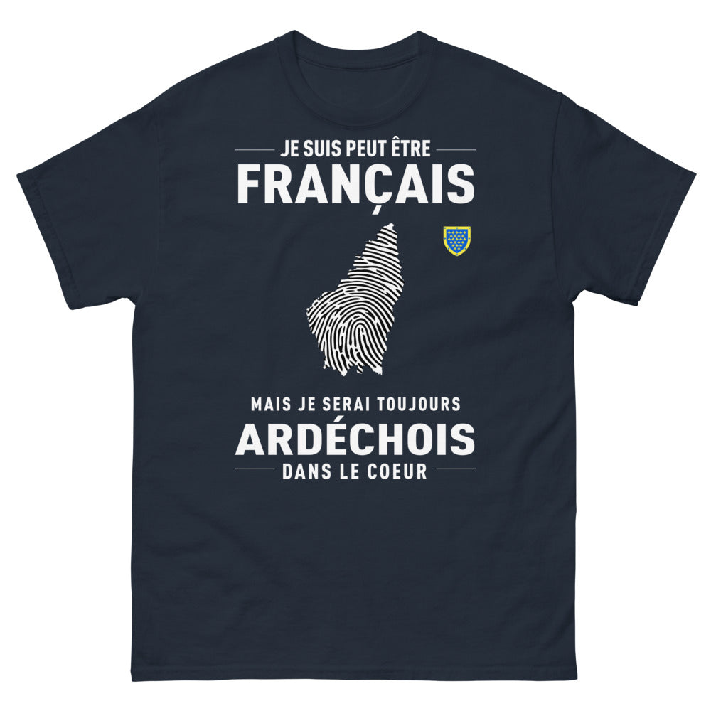 T-shirt Ardèche bleu marine - ardéchois dans le cœur