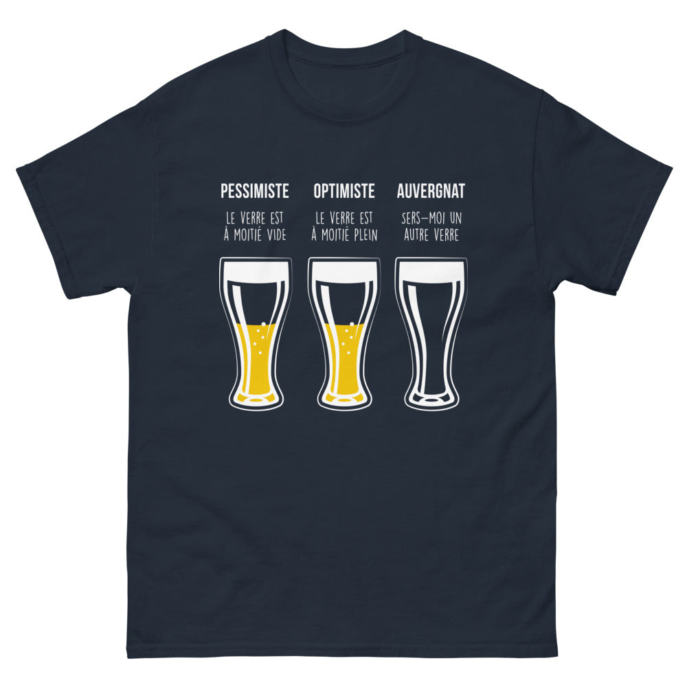 T-shirt Auvergne marine - verre à moitié plein ou vide