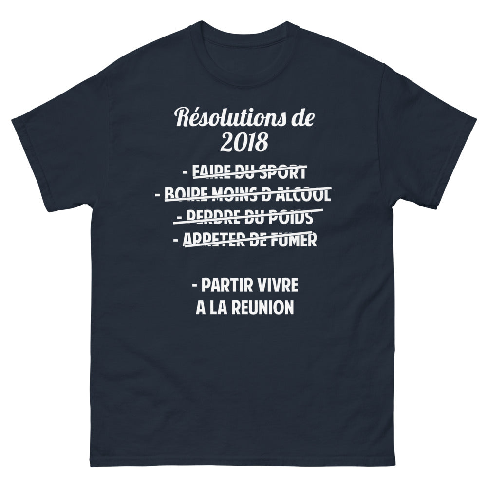 T-shirt Résolutions 2018 La Réunion bleu marine - nostalgie légère