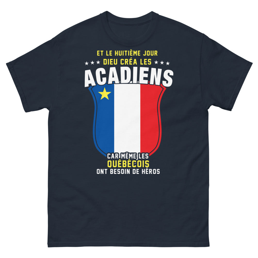 T-shirt Acadiens marine - héros québécois humoriste