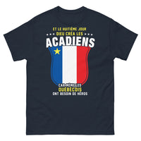 Thumbnail for T-shirt Acadiens marine - héros québécois humoriste